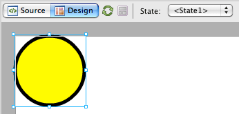 在Flash Builder 4.5的Design檢視模式呈現的圓形圖像