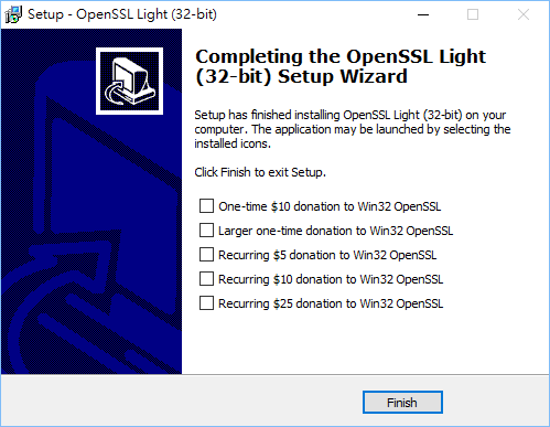 OpenSSL的安裝畫面