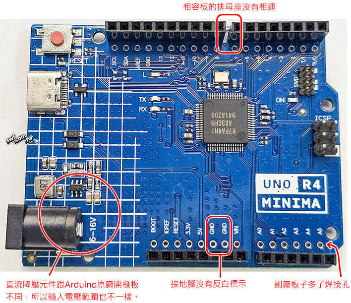 Arduino UNO R4 Minima相容板