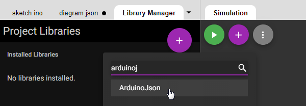 搜尋程式庫名稱“ArduinoJSON”