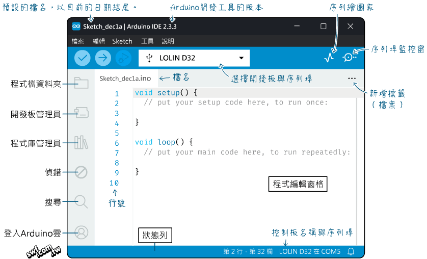 Arduino IDE 2.x版的操作介面