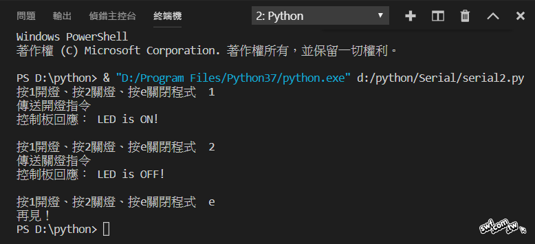 Python序列通訊程式的操作畫面