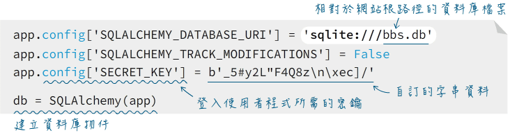 “SQLALCHEMY_DATABASE_URI”（資料庫路徑）參數