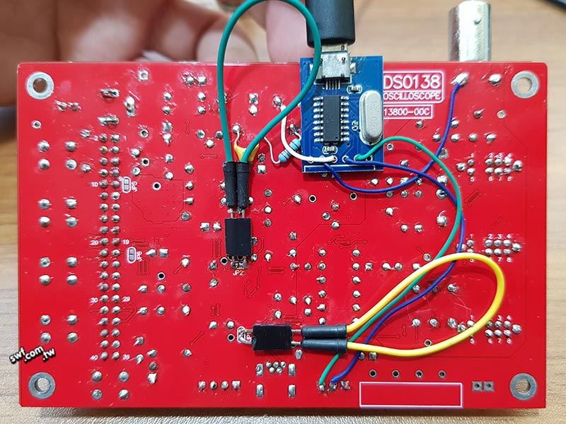 在DSO138示波器上焊接USB轉TTL序列通訊模組