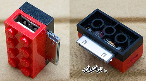 組裝好的樂高USB OTG轉接器