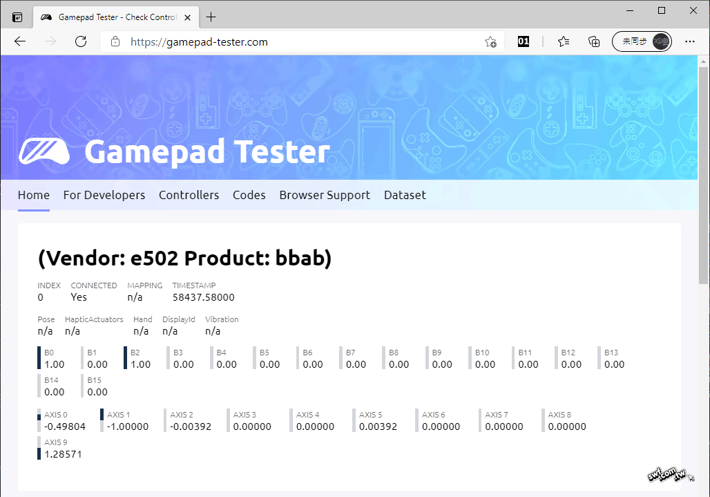 Gamepad Tester（遊戲控制器測試網頁）