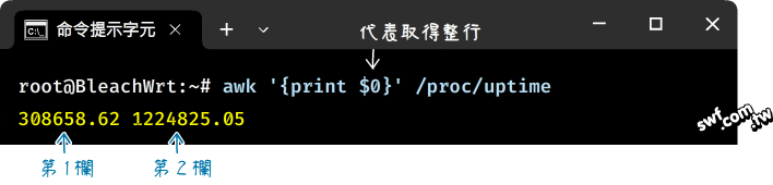 讀取 /proc/uptime