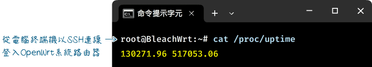 cat /proc/uptime命令